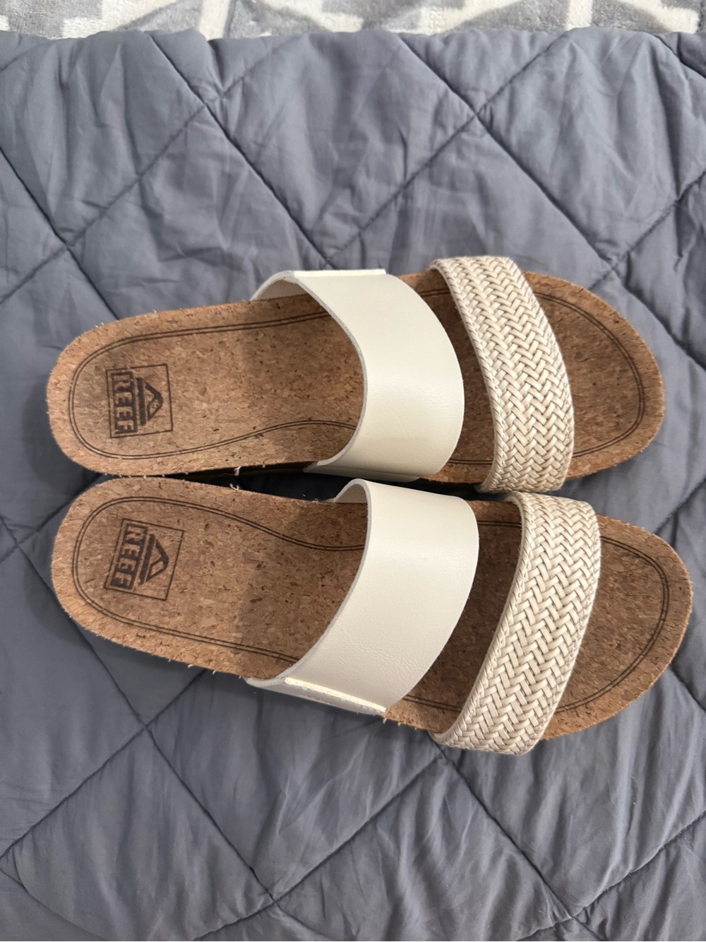 Reef Cream Double-Strap Cork Slide Sandals - Picture 4 of 5